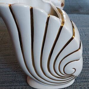 Vintage White & Gold Cornicopia Style Vase